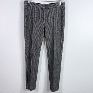 Theory black white wool blend herringbone pants size 6